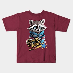 Christmas Raccoon Wearing Xmas Sweater Snug & Loved Funny Kids T-Shirt